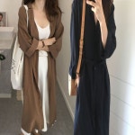 여자 롱 트렌치코트 자켓 긴 원피스 아우터 여성 외투
