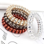 자국없는 꼬불이 전화선 머리끈 스프링 유광 헤어끈 연블랙1P