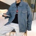 남성 청자켓 캐주얼청자켓 데님자켓 스트릿패션 블랙-XL