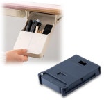 책상밑 부착식 하부 수납 정리 슬라이딩 히든 서랍 네이비S