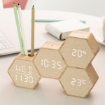 플라이토 플라이토 베이지브라운 허니콤 우드 인테리어 LED 탁상시계