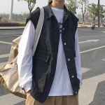 트렌디 데님 조끼 남자 캐주얼 캠퍼스