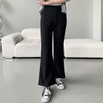 베이직 스판 허리밴딩 롱 부츠컷 팬츠 무지 캐주얼 블랙-S-M