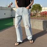 클라쓰업 데미지 구제 와이드 청바지 데님 팬츠 6877