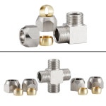 공압 피팅 황동 4 6 8 10 12 14 OD 튜브 압축 페룰 커넥터 PU PV PE PZA PM