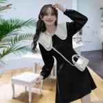 호텔 카라 스커트 원피스 긴팔 A라인 여행