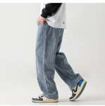 유루 남성용 레트로 와이드 워싱 청바지 G2534