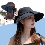 돌돌이 프릴 와이어 썬캡 여름 바캉스 와이드 챙 모자 머리띠