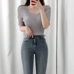 디코드 플럼골지U넥 반팔 N4059