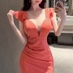 여성웨어 볼륨 골피아 미니원피스 셔링소매 의류 러블