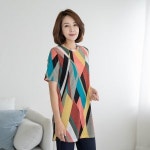 엄마옷 마담4060 발리컬러롱티셔츠- QTE305015