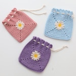 DIY 손뜨개 데이지꽃 모티브 코바늘 파우치 만들기키트 1개