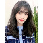 C컬 중단발 소프트뱅 통가발 미디움 웨이브 전체가발 짙은갈색 1개 G0032