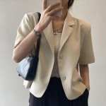 여름 반팔 정장 코트 얇은 숏자켓 캐주얼 양복 정장자켓 여성 카라 셔츠 가디건