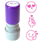 만년도장 핑크핑크 스마일 칭찬확인 스탬프 원형15mm 문구삽입불가 7 청보라 바이올렛