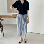 어반프랑 조엘 양 브이넥 카라 크로쉐 패턴 여름 니트 가디건