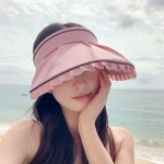 프릴리즈 크로스백 썬캡 여름 와이드 챙 모자