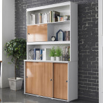 유니우드 파모스 미닫이 슬라이딩 다용도 멀티 상하부장 수납장 메탈그레이