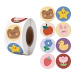 딸기 곰돌이 별 꽃 8믹스 원형 스티커 500pcs 다꾸 스티커 S-652