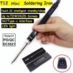 T12 OLED 미니 전기 납땜 인두 키트 PD USB-C 도구 조정 가능한 온도 휴대용 용접 스테이션 열 연필 K 팁