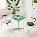 HPM 2인 사각 실버스틸 테이블 A7543