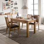 장인가구 웰리스D 고무나무 원목 4인 식탁세트 의자4