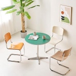 가구샘 HPM 3인 원형 실버스틸 테이블 H5577