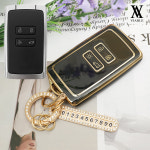 바이어블 르노삼성 4버튼 차키 TPU 키케이스 번호판 큐빅 키링 키홀더 세트 SM6 QM6 블랙골드 4버튼 케이스 큐빅 넘버키링 TA-42