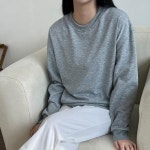 끌레아 여성 오버핏 스타일 캐주얼 무지 라운드 티셔츠 여자 기모 맨투맨 후드티 레이스