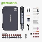 Greenworks 8V 미니 그라인더 52pcs 80W 전기 조각 무선 가변 속도 리튬 배터리 전동 공구 USB