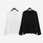 여성 주름 브이넥 스타일 가디건