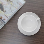 킴스아트 라떼잔 잔받침세트 카페 커피잔 심플한 도자기 카푸치노잔