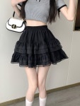 판다샵 여성 여름 레이스 레이어드 A라인 미니 스커트 짧은 치마 pds1272