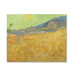 캔버스액자 고흐 - 수확하는 사람이 밀밭 Wheat Fields with Reaper at Sunrise 14x11inch 35 6x27 프레임색상
