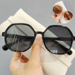 남녀공용 육각 뿔테 선글라스 UV400 햇빛