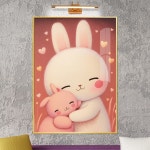 보고아트 아이방 아기방 인테리어 동물 얼굴B 일러스트 그림 북유럽 액자 20 웃고있는 엄마 토끼와 아기 토끼 A3 300 x 420 메탈 액자