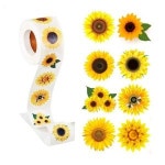 옐로우 플라워 8종 대형 원형 스티커 3 500매