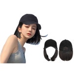 단발 일체형 블랙 캡모자
