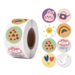 오리 해 무지개 8믹스 원형 롤 스티커 다꾸 500매 롤스티커 S-648