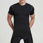 머슬 기능성 반팔 티셔츠 통풍 슬림핏 헬스복 홈웨어 블랙-L