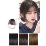 여성용 앞머리 내츄럴 뱅 부분 헤어 가발 붙임머리 내츄럴블랙