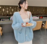 가을 넥 여성용 스웨터 캐주얼 긴팔 의류 울 가디건 겨울