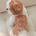PET 강아지 옷 곰돌이 모자 세트 여름 나시 옷