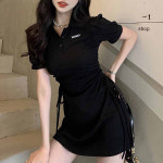 스윗트리 폴라카라 셔링 캐주얼 미니 원피스 h0086