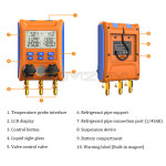 디지털 매니폴드 게이지 HVAC 압력 AC 도구 양방향 밸브 에어컨 냉동 시스템 누출 테스터 LMG-10