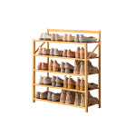 베이지 신발장 접이식 5단 대나무