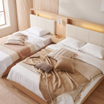 삼익가구 더메인 LED 프리미엄 가죽헤드 수납 호텔 침대 프레임 Q