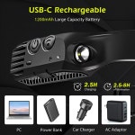 LED 헤드램프 센서 헤드라이트 USB 충전식 캠핑 서치 헤드 손전등 내장 배터리 야외 작업 조명