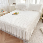 호텔 침대 커버 스커트 매트리스 프릴 자수 레이스-베이지 레이스