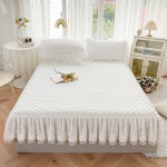 호텔 침대 커버 스커트 매트리스 프릴 자수 레이스-베이지 레이스